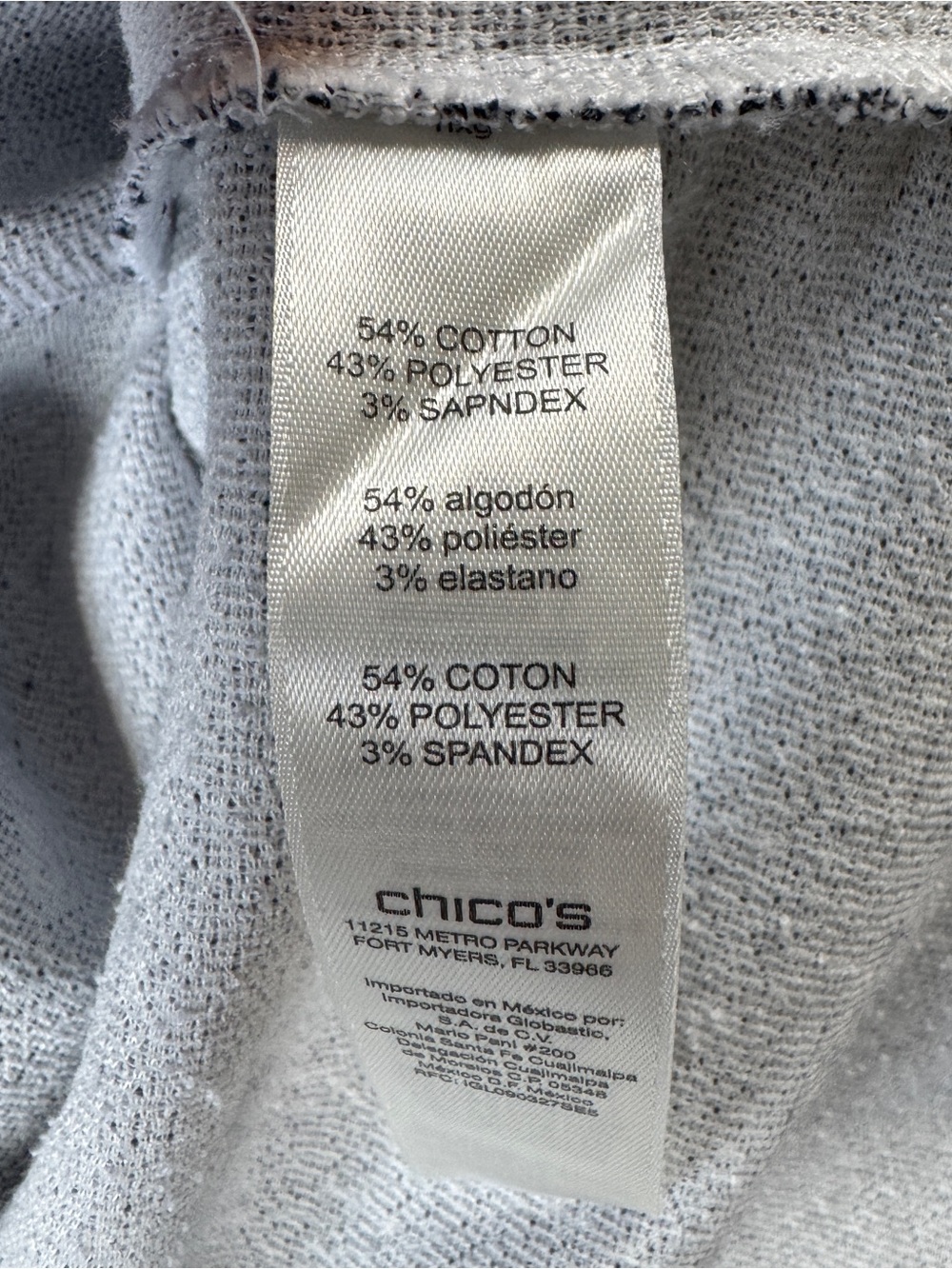 Weekends by Chicos Size 1 Top Womens M/8 Gray White Upper Back Tie Short Sleeve - Picture 6 of 8